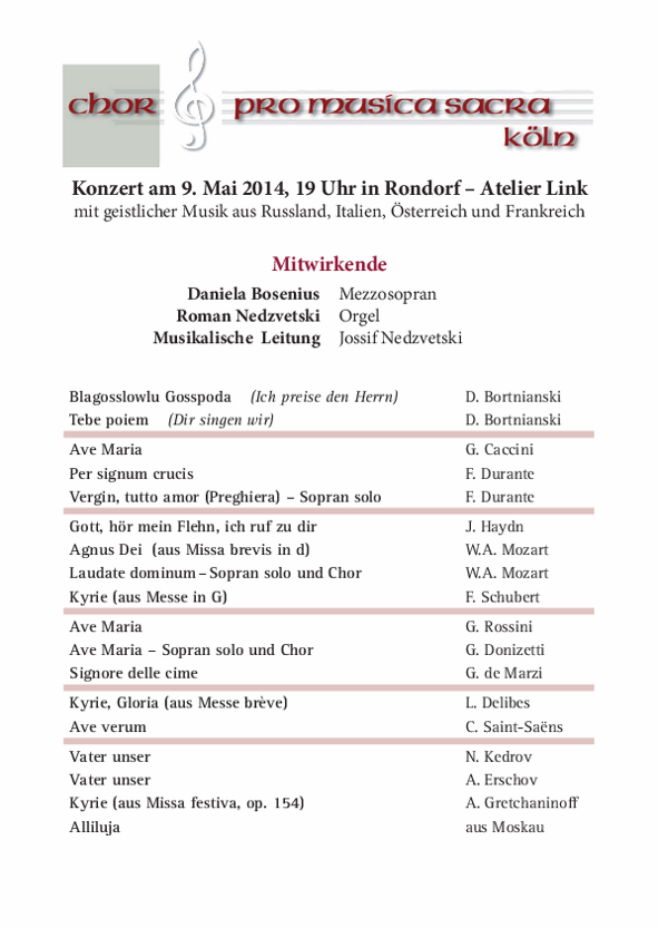 Programm für Rondorf 2014